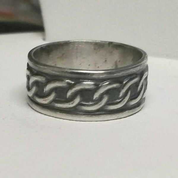 Oxidized Silver Celtic Ring, Blackened Sterling Silver Chain Ring, Gift for Her, Wide Band Ring, Size 6 Ring Men's Pinky Ring, Maggie McMane