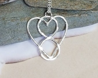 Mother Gift, Heart Infinity Necklace, Delicate Silver Necklace, Angel Jewelry, Infinity Jewelry, Gift for New Mom, Heart Jewelry, Handmade