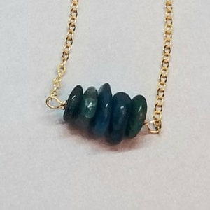 Delicate Apatite Necklace, Natural Blue Apatite, Simple Apatite Gemstone Jewelry, 16 in 14k Gold Filled Layering Necklace, Everyday Jewelry image 6