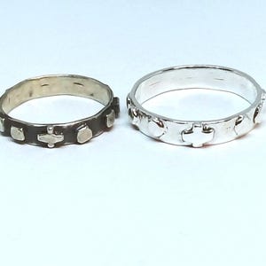 Sterling Silver Thin Rosary Ring, MADE TO ORDER, 1 Decade Rosary Ring, Catholic Jewelry, Silver Rosary, Oxidized Silver, Stacking Ring
