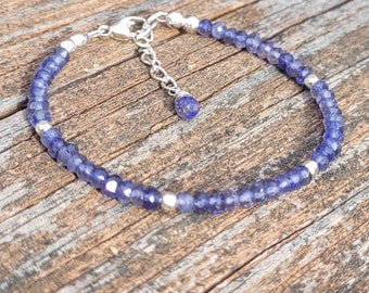 Blue Iolite Bracelet, Gemstone Bracelet, Sterling Silver Iolite Bracelet, Handmade Jewelry by Maggie McMane Designs