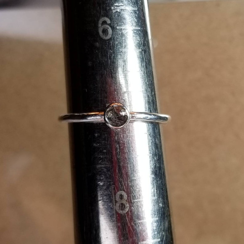 Sterling Silver Dainty Ring Gift For Her Minimalist Jewelry Tiny Black Rutilated Quartz Ring Stackable Gemstone Ring