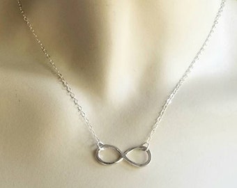 Fine Silver Infinity Necklace Delicate Sterling Silver Chain, Gift for Girlfriend, Infinite Love Jewelry Commitment Jewelry, Gift for Her