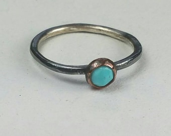 Turquoise Ring, December Birthstone Ring,Sterling Silver Stacking Ring, Blue Turquoise Ring, Midi Size 2.75