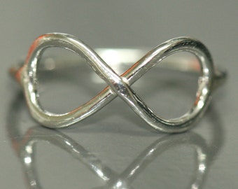 Infinity Ring, Eternity Jewelry, Size 8 Silver Promise Ring, Eternal Love Jewelry, Gift for Her,Custom Sizes Available,  Handmade Jewelry