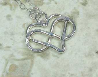 Sterling Silver Infinity Heart Necklace 18 inches Long, Mother's Day Gift For Her, Handmade Jewelry by Maggie McMane Designs
