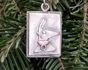 Reindeer Necklace, Christmas Jewelry, Small Reindeer Pendant, Mixed Metal, Handmade Necklace, Christmas Jewelry Gift for Wife, Maggie McMane