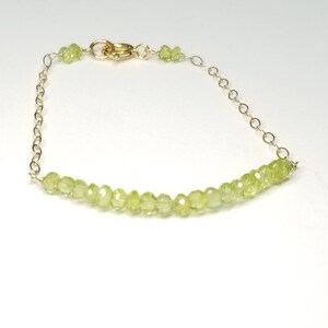 Peridot Bracelet, August Birthstone Gift, Green Gemstone Bracelet, Peridot Jewelry, Delicate Gold Fill Chain Bracelet, Adjustable Bracelet