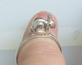 Bunny Rabbit Ring, Sterling Silver Rabbit Ring, Ready to Ship in Size 5 and 7, Easter Bunny Ring, Animal Jewelry, Gift For Her