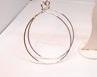 Extra Large Silver Earrings, Hammered Silver Oval Hoop Earrings, , Statement Earrings, Sterling Silver Earrings, Boho Hoop Earrings,