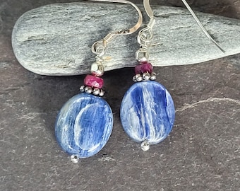 Kyanite Ruby Earrings, Ruby Earrings, Gemstone Earrings, Petite Gemstone Earrings, Handmade Jewelry by Maggie McMane Designs