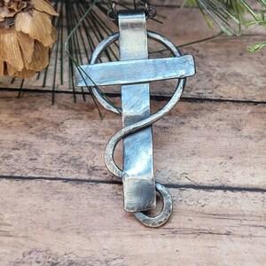 Rustic Celtic Cross Necklace in Oxidized Sterling Silver, Irish Cross Pendant, Boyfriend Gift, Gift for Husband Visual Faith Jewelry