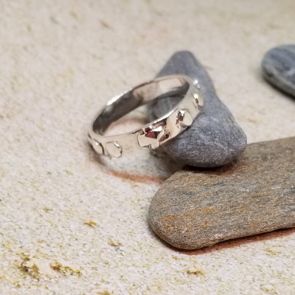 Thin Silver Catholic Rosary Ring, Handmade Silver Rosary Ring, Easter Gift, Bright Shiny Silver Rosary Ring, Silver Cross Ring,