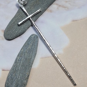 Long Cross Necklace in Sterling Silver, Religious Gift for Her, Visual Faith by Maggie McMane Designs