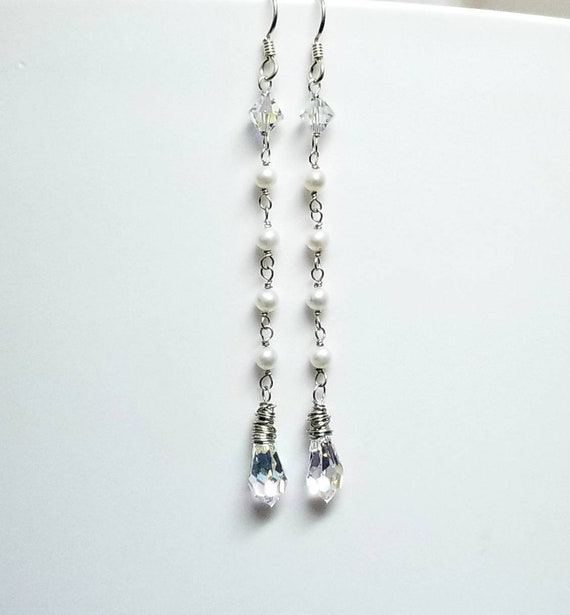 Pendientes De Plata Esterlina Cristal Infinity-Cuelgan Joyería Regalo de Navidad