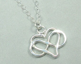 Sterling Silver Heart Necklace, Ready To Ship, Heart Infinity Necklace, Valentines Day Gift, Eternal Love Pendant, Mothers Day Gift For Her