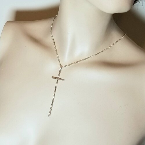 Long Cross Necklace 3 Inch Sterling 