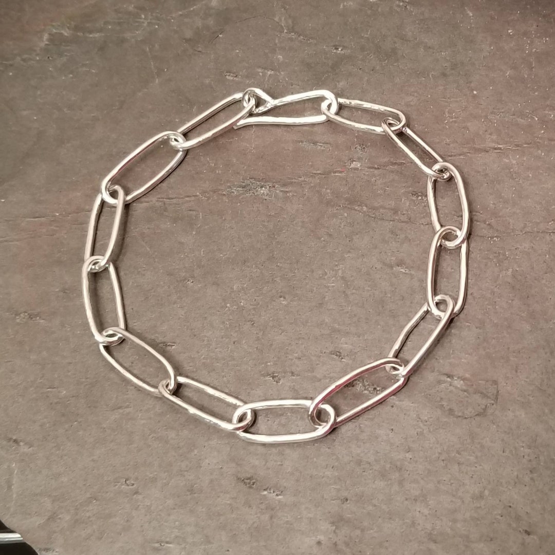 Paperclip Bracelet Sterling Silver Chain Bracelet Link - Etsy