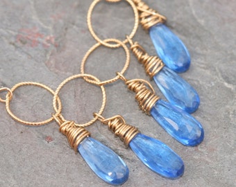 Blue Quartz Necklace, Blue Drop Wire Wrapped Pendant, Hydrothermal Quartz, 18 inch, Women's 14k Gold Filled Necklace, Delicate Jewelry