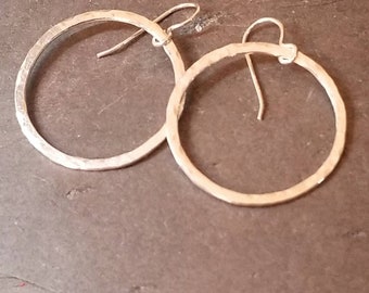 Hoop Earrings, Hammered Silver Simple Earrings, Everyday Circle Earrings, 999 Fine Silver Handmade Jewelry