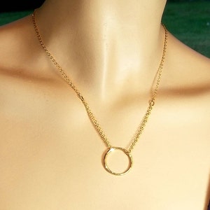 Gold Circle Necklace, Dainty 14k Gold Filled Necklace, Karma Circle Jewelry, Layering Necklace, Elegant Handmade Jewelry