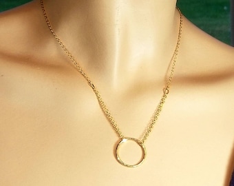 Gold Circle Necklace, Dainty 14k Gold Filled Necklace, Karma Circle Jewelry, Layering Necklace, Elegant Handmade Jewelry