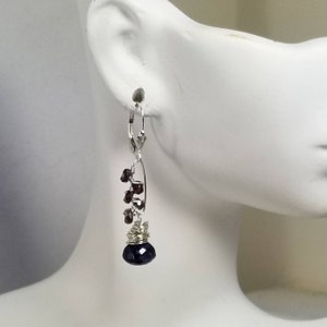 Garnet Labradorite Earrings, Spectrolite Jewelry, Sterling Silver Dangle Earrings, Her Mother's Day Gift, Gemstone Jewelry January Birthday image 6
