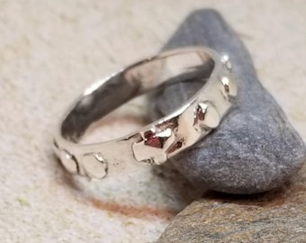 Thin Rosary Ring, Ready To Ship in Size 10, Catholic Prayer Ring, Silver Cross Ring,