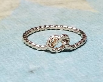 Twisted Love Knot Ring, Ready to Ship in Size 3, Dainty 14k Gold Filled Infinity Knot Ring, Daughter Gift