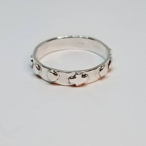 Thin Silver Catholic Rosary Ring, Handmade Silver Rosary Ring, Easter Gift, Bright Shiny Silver Rosary Ring, Silver Cross Ring,