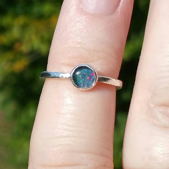 Opal Ring Silver in Size 3 October Birthstone | Etsy