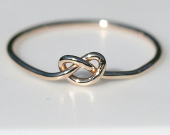 Love Knot Ring, Gold Infinity Knot, Super Thin Dainty Ring, Size 8.5 Statement Ring, Gift for Girlfriend, Mother's Day Gift for Mom