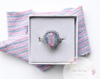 Baby Keepsake Ring- Embedded Baby Hospital Hat- Sterling Silver Ring