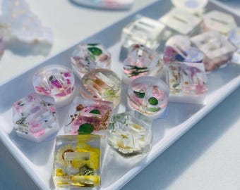 Ring Holders with Dried Pressed Flowers