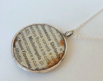 Copper Florence Map Pendant with "Michelangelo" Text in Italian
