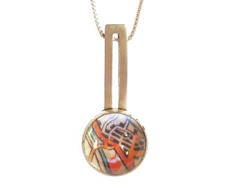 Italian Map Pendant - Sterling Silver & Quartz