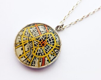 Italian City Map Pendant in Sterling Silver