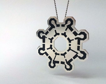 Castel del Monte Italian Architectural Floor Plan - Sterling Silver and Stone Pendant