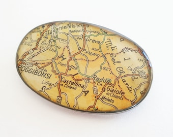 Chianti Italian Map Brooch - Oxidized Sterling Silver