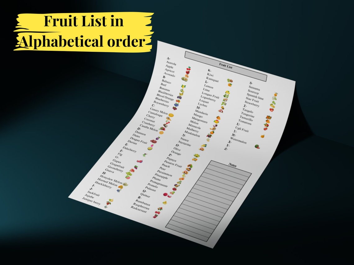 Fruit List Printable PDF, PNG 77 Fruit Names, Images &amp; Checklist ...