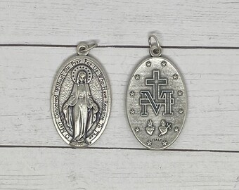 XL Miraculous Medal 1.75 inches Pendant Rosary