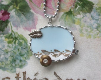 Vintage Broken China ~ Vintage Camper ~ Wing ~ Glamping ~ Chain Included