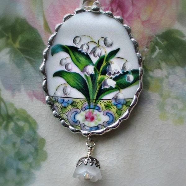 Vintage Recycled Broken China - Lily of the Valley -