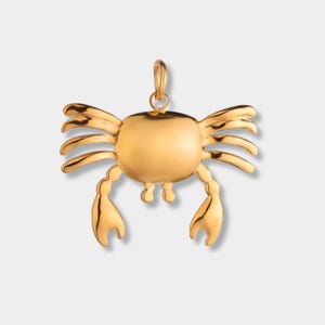 Gold Plated Crab Charm - Stainless Steel Jewelry (23mm x 30mm)