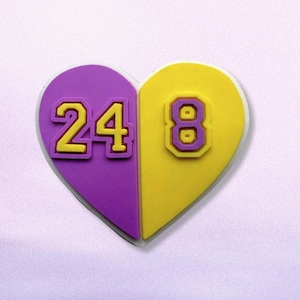KOBE 24/8 Heart Shoe Charm, Lakers Charm, Kobe Bryant Charm, Basketball Charm, Sports Charm, Legacy Charm, Shoe Accessories
