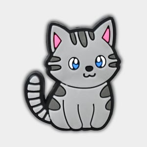 Gray Cat Shoe Charm: Pink Ears, Kitten Clog Shoe Accessory