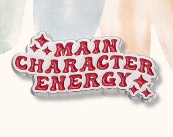 Small Main Character Energy Enamel Pin, Soft Enamel, Silver Metal, Pop Culture, Popular, Influencer, Positivity