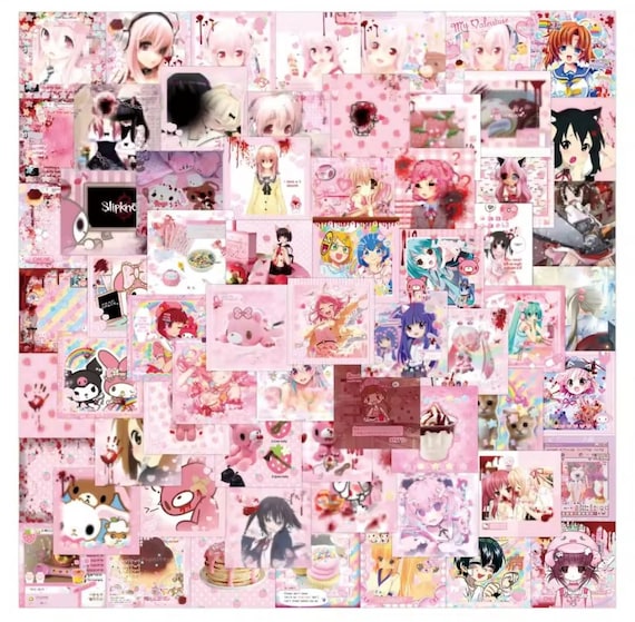 80pcs Cutecore Pink Girly Anime Kawaii Cute Sanrio DIY Scrapbooking Waterproof Sticker Decals