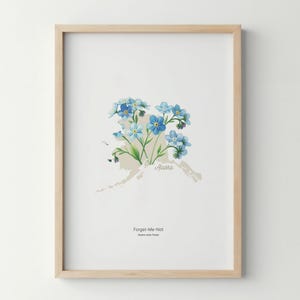 Alaska Flower Poster Art Print Forget-Me-Not Wall Art Flower Market Art Print Alaska Home Decor Botanical Poster