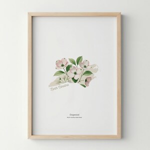 North Carolina State Flower Poster Art Print Dogwood Wall Art Flower Market Art Print North Carolina Home Decor Botanical Poster